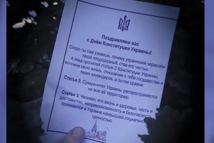 In Donetsk region, scouts creatively congratulated the occupiers on Ukraine's Constitution Day