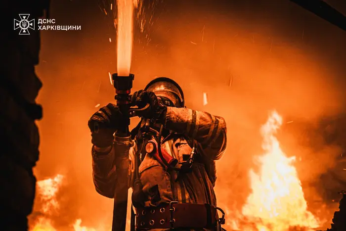 Destroyed buildings and human casualties in Kharkiv
