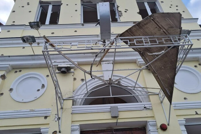 Destroyed passenger train at the railway station in Kherson