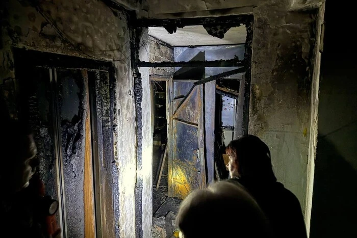 Fire in one of the apartments in Kharkiv