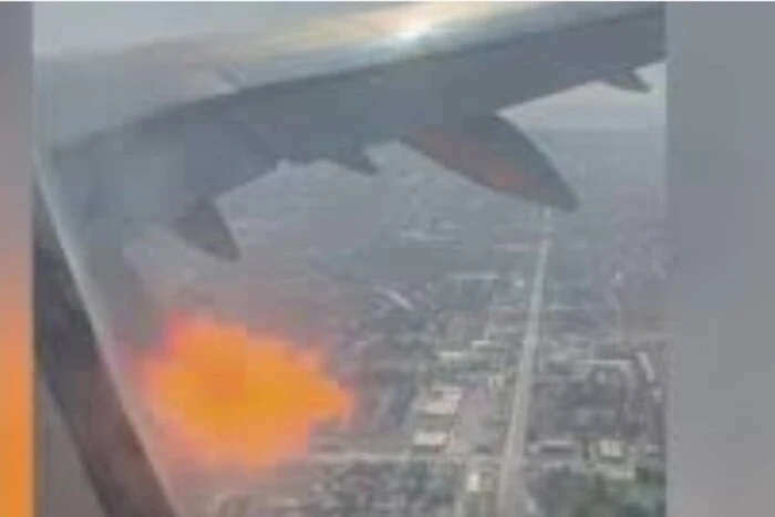 A passenger plane's engine caught fire during a flight in the USA