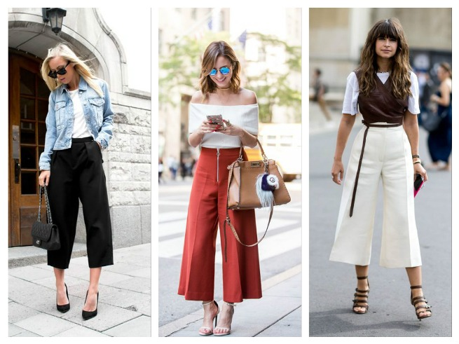 How to Wear Culottes: Long, Beige, White