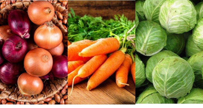 Price of onions, cabbage and carrots