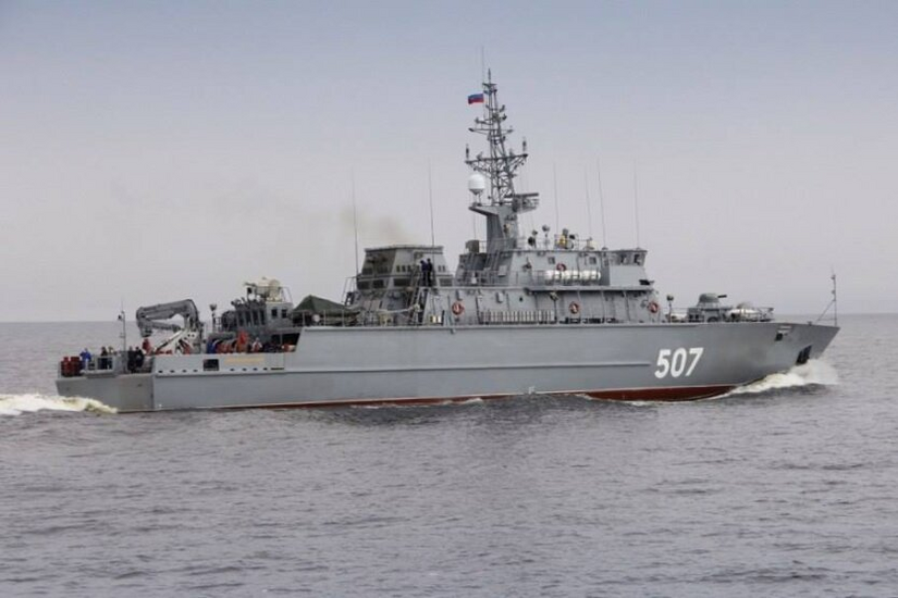 Explosion of the Russian ship Alexander Obukhov