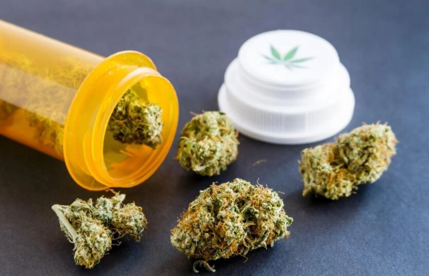 Medical cannabis package and stethoscope