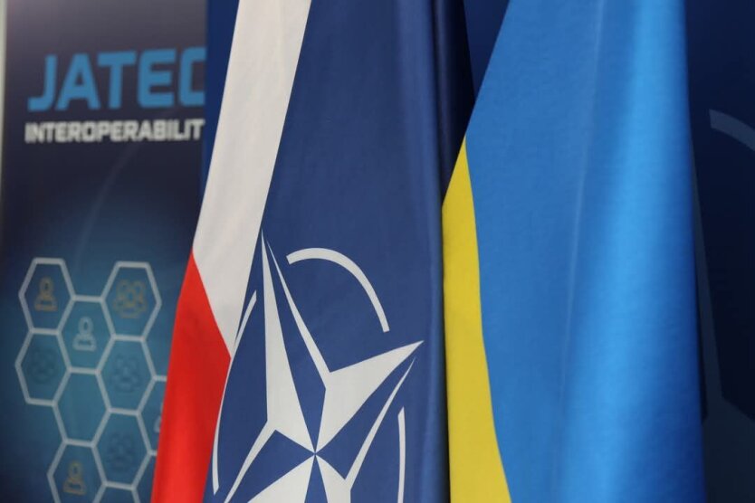 Ukrainian and NATO officials at the meeting